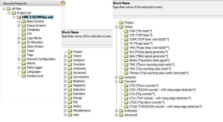 Screenshots of file trees