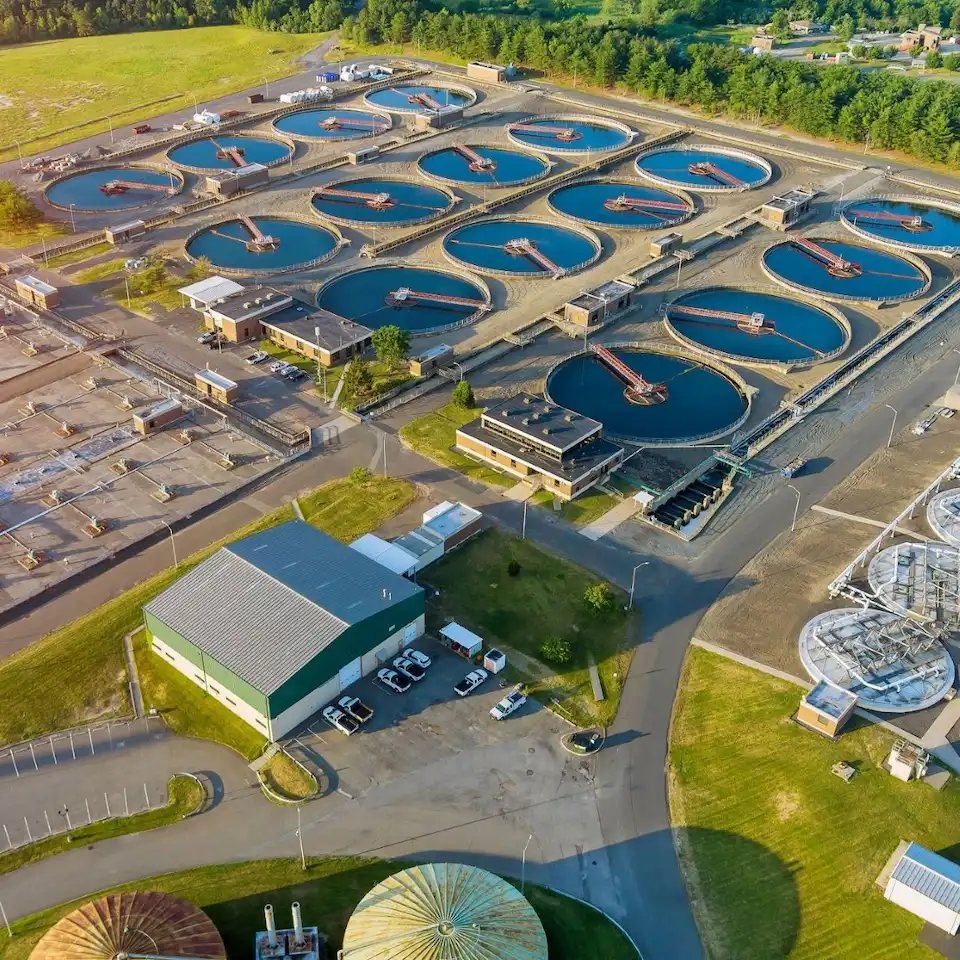 View of a water treatment plant that might be utilizing the SCADA systems.