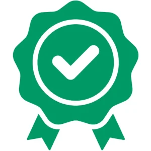 Icon with a check-mark signifying tested and certified systems, emphasizing the reliability and quality assurance of Maple Systems PLCs.
